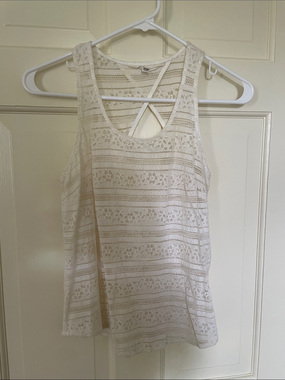 Jack by BB Dakota Cream Lace-Trim Cross-Back Tank